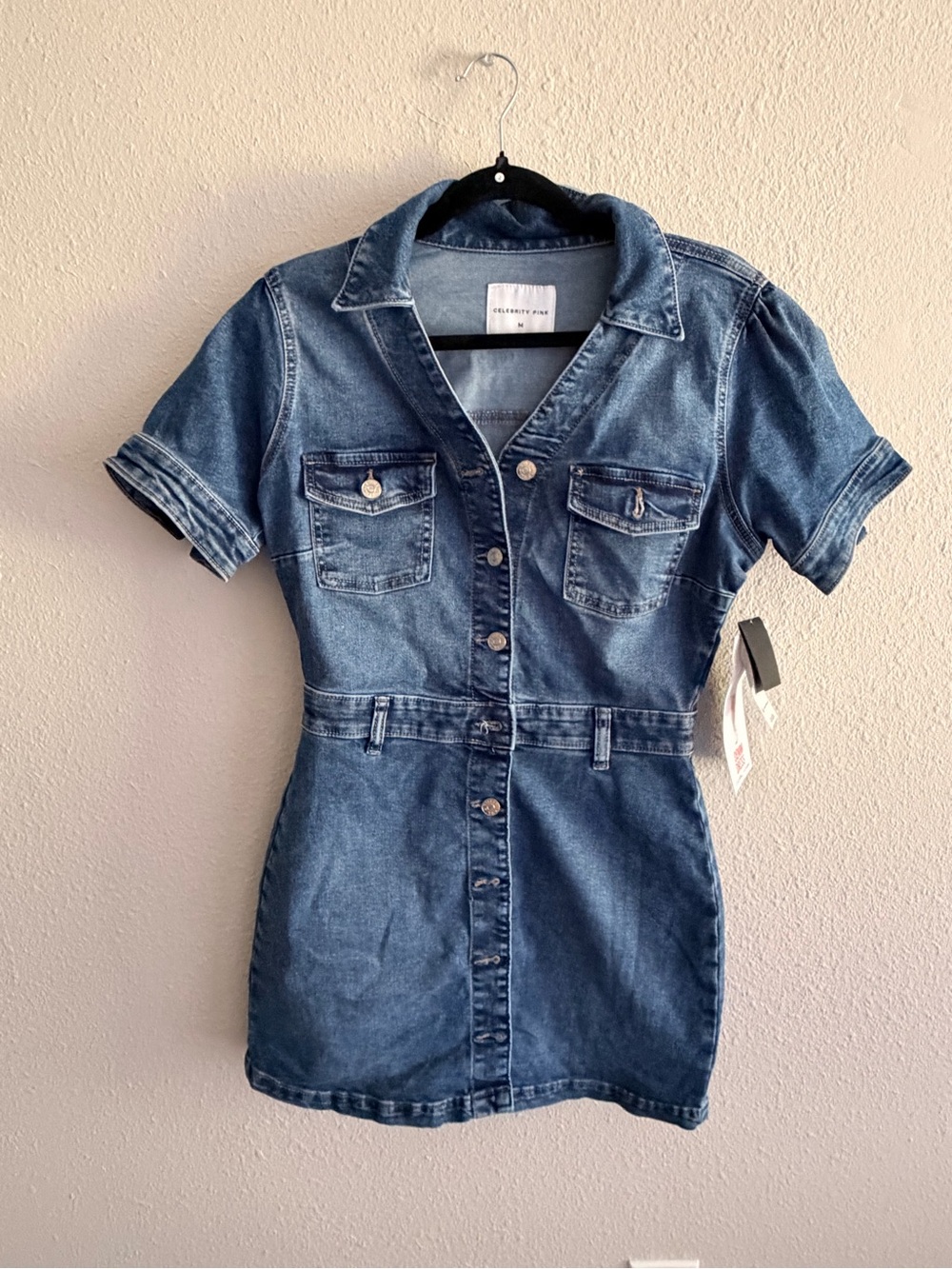 Celebrity Pink Denim Mini Dress in Blue